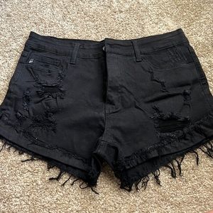 Black Distressed Jean Shorts